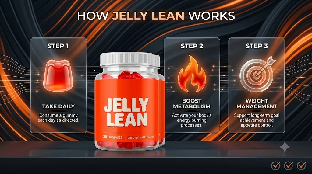 Brand graphic showing three steps: take daily, boost metabolism, weight management